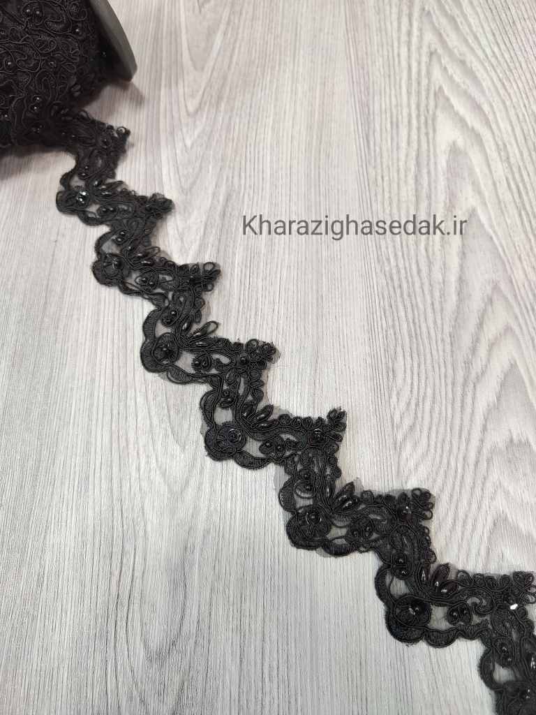 گیپور کارشده مرواریدی مشکی